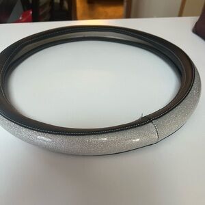 Silver and Black Steering Wheel Cover